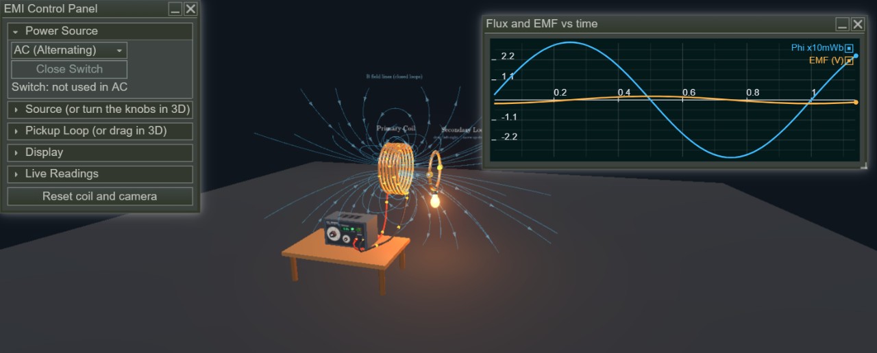 Electromagnetic Induction with Primary and Pickup Coils